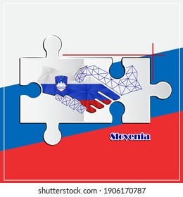 Handshake logo made from the flag of  Slovenia