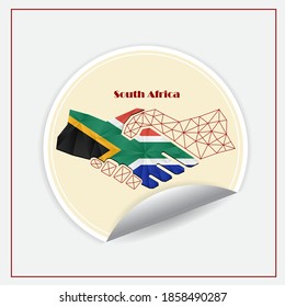 Handshake logo made from the flag of South Africa