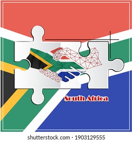 Logo de Handshake elaborado con la bandera de Sudáfrica