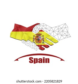 Handshake logo made from the flag of Spain