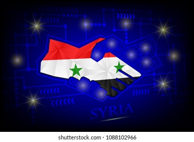 Handshake logo made from the flag of Syria.