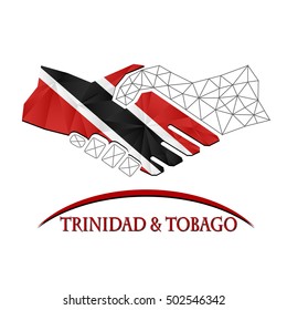 Handshake logo made from the flag of Trinidad and Tobago.