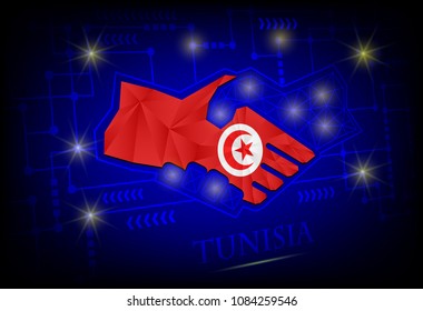 Handshake logo made from the flag of Tunisia.
