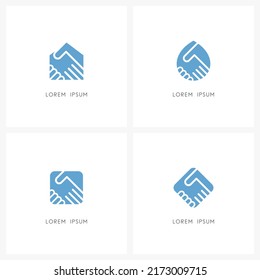 Handshake logo set - home or house, drop of water and shaking hands symbol