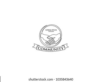 Handshake logo. Team Work Play Logo. Community sign. Unity symbol. Company Staff. Public organization. Good relationship colleagues.