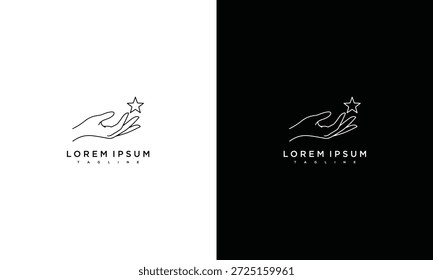 Diseño de la Plantilla del logotipo del apretón de manos sobre fondo blanco y negro