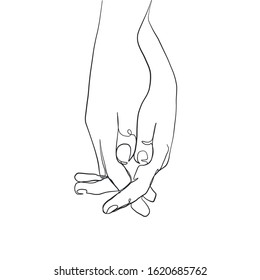 handshake, love touch of male and female hands, minimalism, human body parts drawn in a stylized style, hand silhouette drawn in one continuous line
