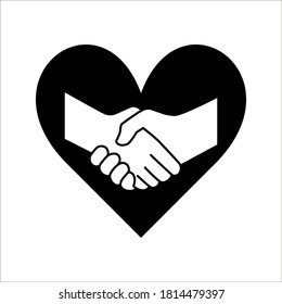 Handshake mit Liebe, Vektorgrafik auf weißem Hintergrund EPS10