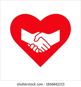 Handshake mit Liebe, Vektorgrafik auf weißem Hintergrund. farbeditierbar.
