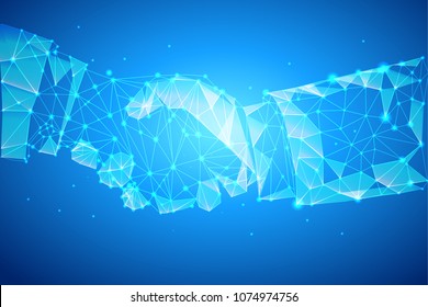 handshake, low poly vector illustration