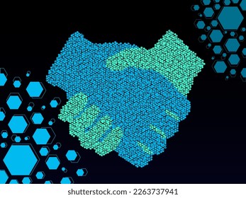 handshake made from hexagons, concept for agreement 