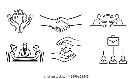 handshake, meeting, organization chart, support, and communication
