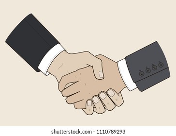 Handshake men. Flat drawing. Vector illustration Business concept