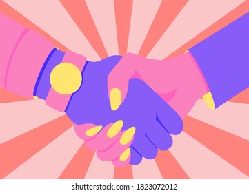 Handshake men and women. Handshake of business people partners businessmen and businesswomen.