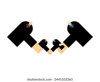 Handshake. Merger of corporations. Concept of merger of companies. International treaty.