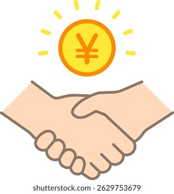 Handshake and Money Isolated Vector Illustration