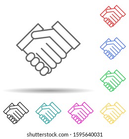 handshake multi color style icon. Simple thin line, outline vector of friendship icons for ui and ux, website or mobile application