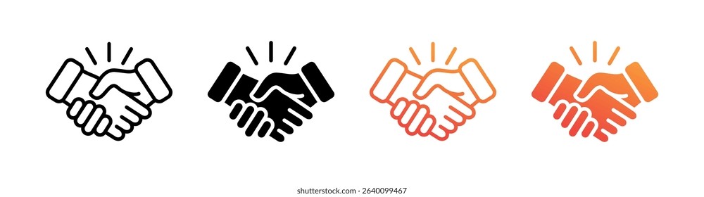 Handshake Multi Style Icon Set Vector