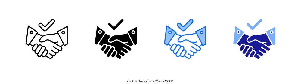Handshake Multiple Style Icon Set Vector