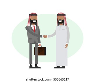Handshake. Muslim Arabic Business people flat