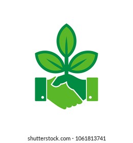 Handshake Nature Logo Icon Design