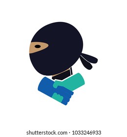 Handshake Ninja Logo Icon Design