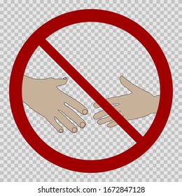 Handshake not allowed icon for coronavirus covid19 infection prevention.
