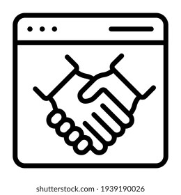 apretón de manos en la página web, icono de concepto de trato en línea