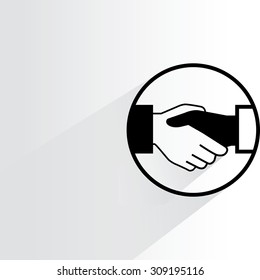 handshake on white background, flat and shadow theme