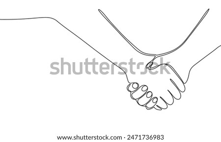 Handshake one line continuous. Line art handshake. Hand drawn vector art.