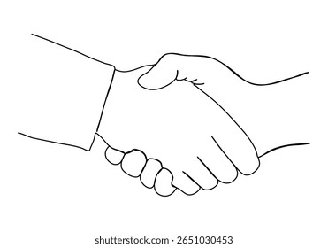 Handschlag, einzeilige Vektorgrafik.