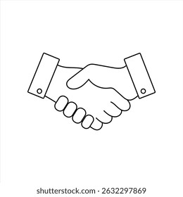 Handshake Outline Icon – Minimal Line Art Symbol of Business Agreement or Partnership