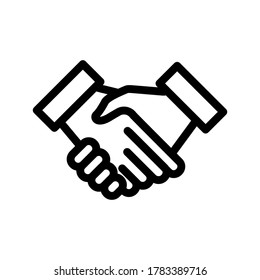 Icono de contorno de apretón de manos sobre fondo aislado, icono de línea de apretón de manos, ilustración vectorial de apretón de manos para logotipo, ui, web, aplicaciones, banner, afiche, folleto, infografía, etc. 