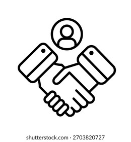 Ilustración vectorial de icono de contorno de apretón de manos