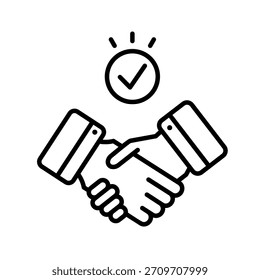 Ilustración vectorial de icono de contorno de apretón de manos