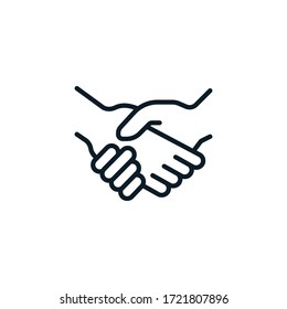 Handshake outline icons. Vector illustration. Editable stroke. Isolated icon 