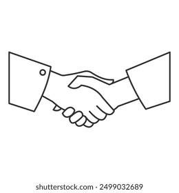 Handshake outline illustration, black and white 