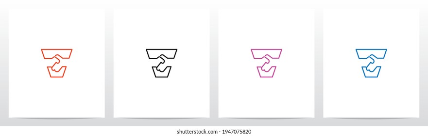 Handshake Outline On Letter Logo Design V