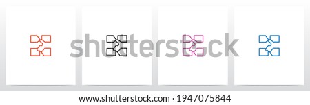 Handshake Outline On Letter Logo Design N Foto stock © 