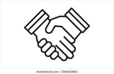 handshake outline vector illustration card, flyer, Hand drawn lettering phrase,  Files for Cutting Cricut and Silhouette, EPS 10