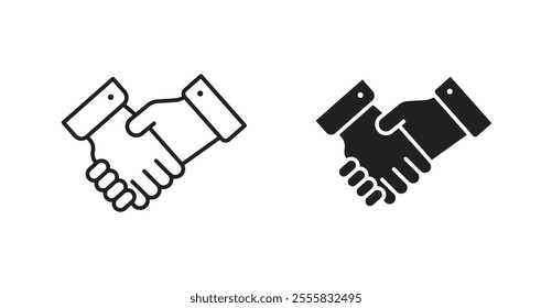 Handshake outlined and solid icon vector collection.