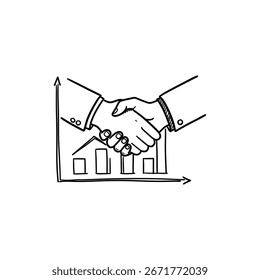 Gráfico de Handshake Over Representando o Sucesso Colaborativo nos Negócios