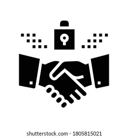 handshake padlock glyph icon vector. handshake padlock sign. isolated contour symbol black illustration