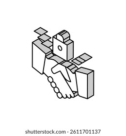 handshake padlock isometric icon vector. handshake padlock sign. isolated symbol illustration
