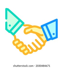 handshake partners color icon vector. handshake partners sign. isolated symbol illustration