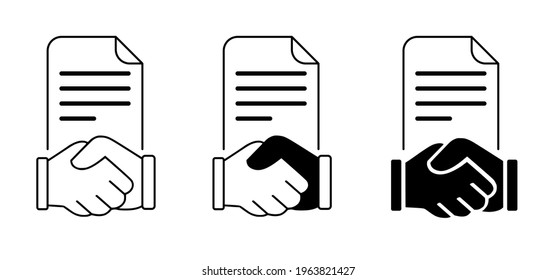 Handshake partners document. Hands shake. Friendship human business contract. successful partnership hand icon symbol. Handshake partners document. Vector B2B sign. Line pattern. Agreement logo. Deal