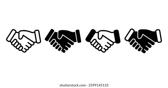 Handshake Partnership Agreement Symbols Icons Vector Design Illustration Set