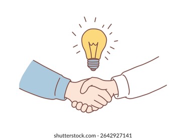 Handshake, partnership, business cooperation concept. Business workers Shaking hands of head managers meaning collaboration in office. beyond the idea. Hand drawn style vector design illustrations.
