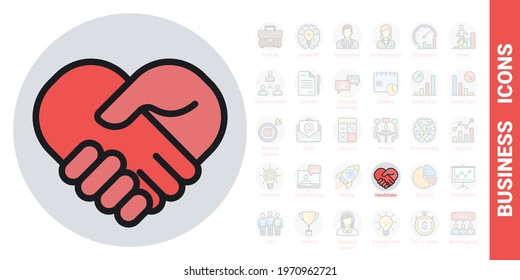 Handshake or partnership concept icon. Simple color version from a series of business icons