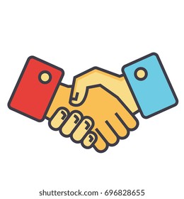 Handshake, partnership concept. Line vector icon. Editable stroke. Flat linear illustration isolated on white background